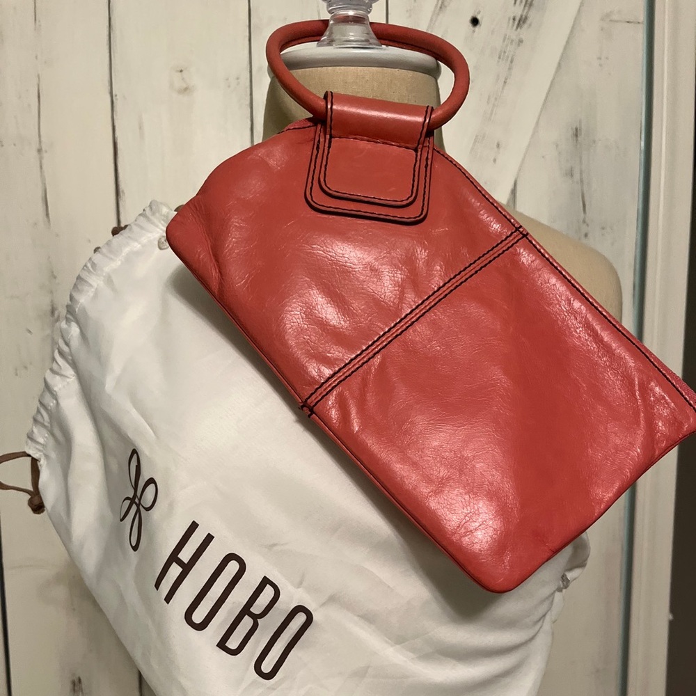 HOBO Vibrant Coral Leather Hobo Bag